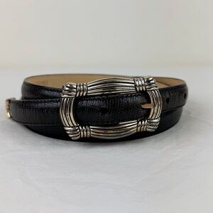 Brighton Snake Embossed Black Leather Belt